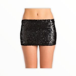 Party Girl BLACK Stretchy Sequin Mini Skirt NEW!